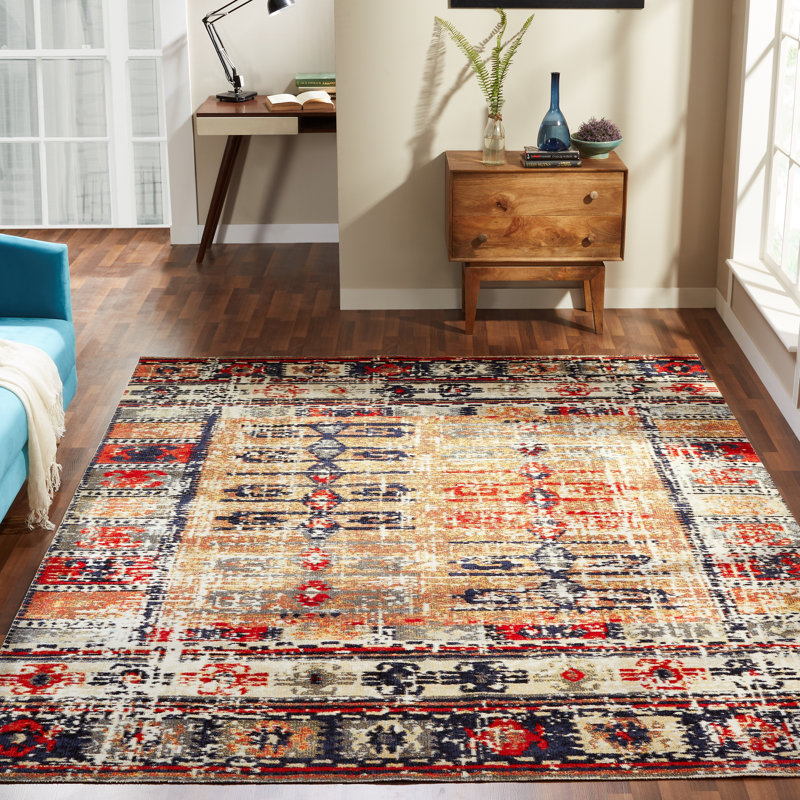 Davison Southwestern Area Rug in Gold, Rectangle 2' x 3'