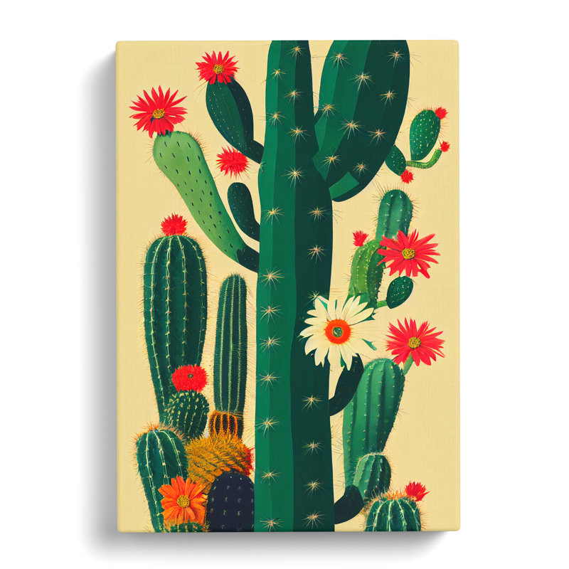 Cactus Cacti Collage - Wrapped Canvas, 60cm H x 40cm W x 3cm D