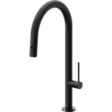 Pull-Down Kitchen Faucet With Button Sprayer - High Arc Spout