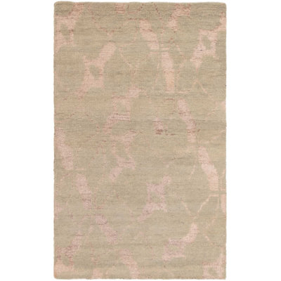 Tapis unique en laine noué à la main de style La Seda des années 2010 de 3 pi 9 po x 6 pi Fjoralba