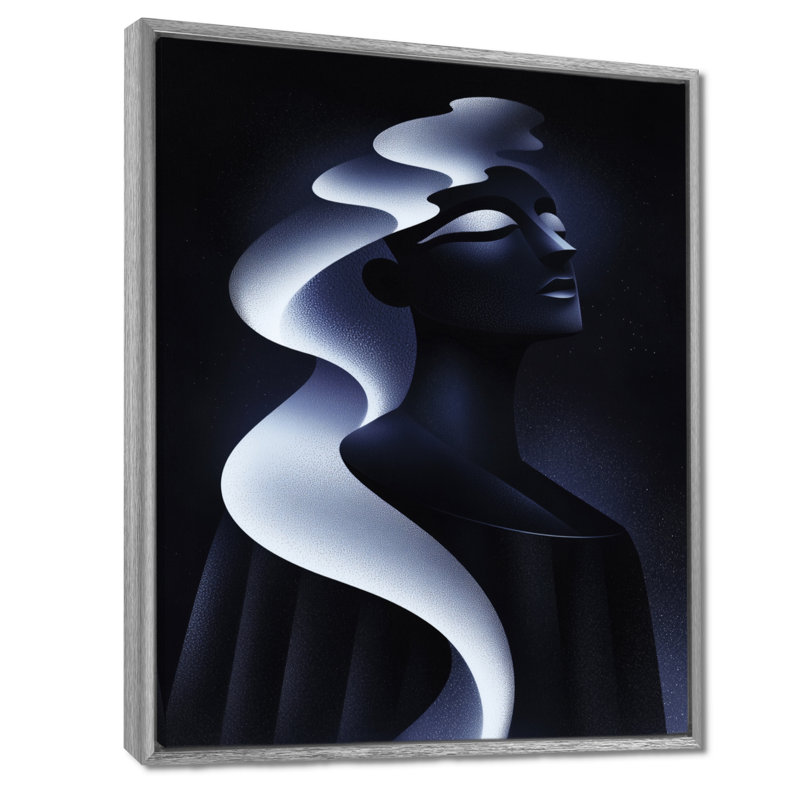 Omya, femme déesse monochrome, échos de son âme I - femme déesse, art encadré, H 20 po x l 12 po, Argent argent