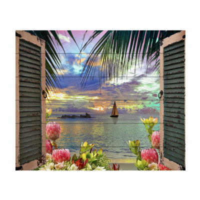 Wrapped Canvas Wall Art - Leo Kelly 'Window to Paradise III' Wall Art for Living Room, Bedroom, or Office Décor - 18x22