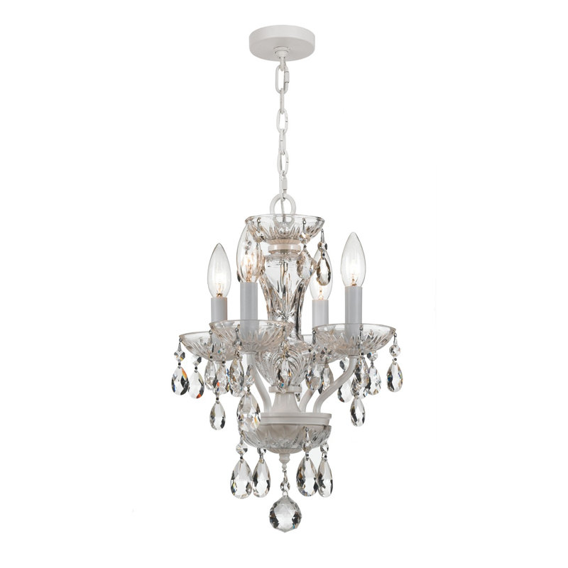 Weigel 4-Light Candle Style Classic Chandelier with Crystal Accents, Swarovski Strass, White
