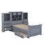 Lit plateforme simple en bois avec armoire et 4 tiroirs-944305297