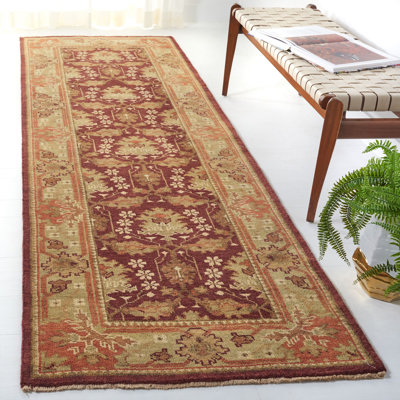 Oushak Oriental Hand-Knotted Wool Area Rug in Red