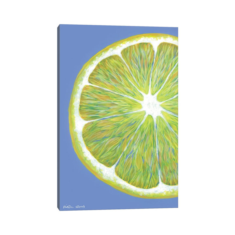 Lemon Slice On Blue by Kirstin Wood - Painting on Canvas, Wrapped Canvas, 101.6 cm H x 66.04 cm W x 1.91 cm D
