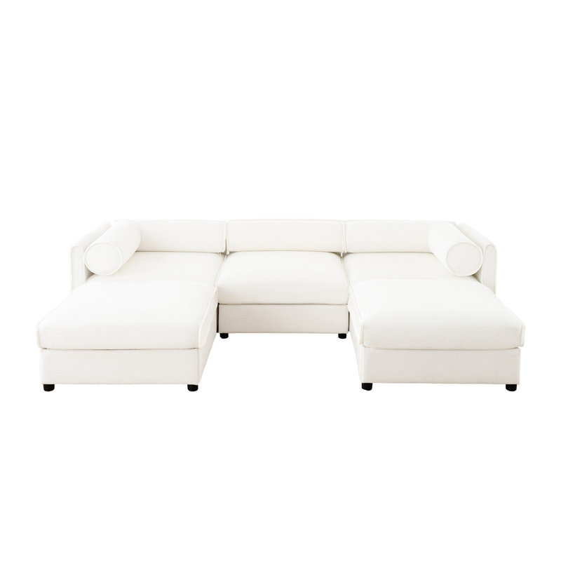 Elegant Chenille  Sofa with Storage Seat and Ottoman