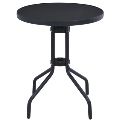 Table d'appoint de jardin en acier thermolaqué noir 23,6 po