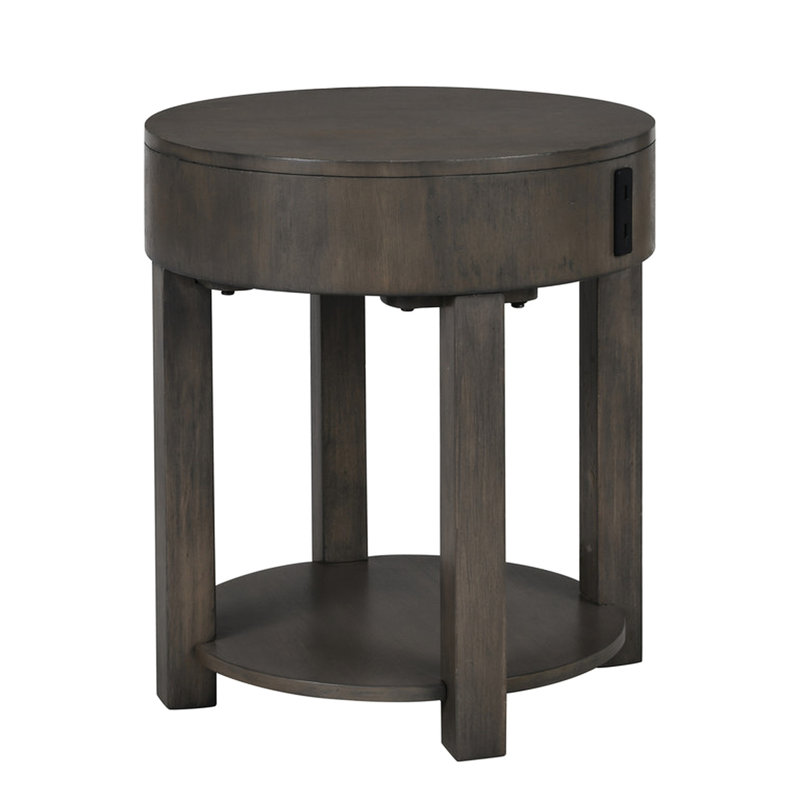 Table de bout à tablette ronde, brun 20 po avec table et 4 pieds