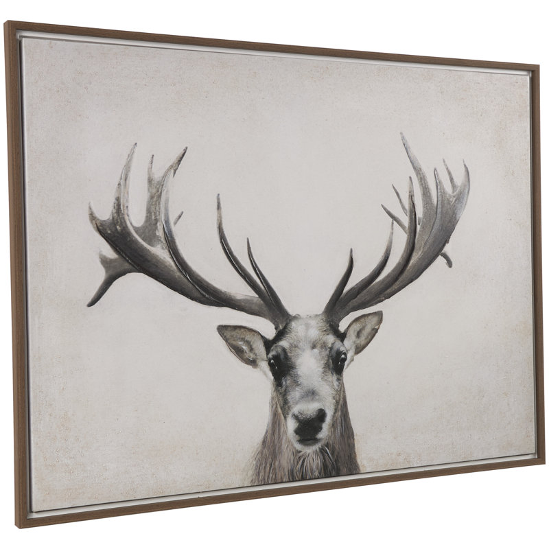 Toile «Gazing Deer Brown», art mural encadré avec cadre en bois
