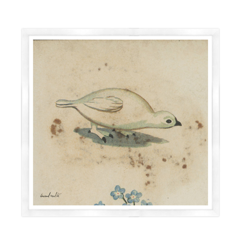White Bird Print, White Framed