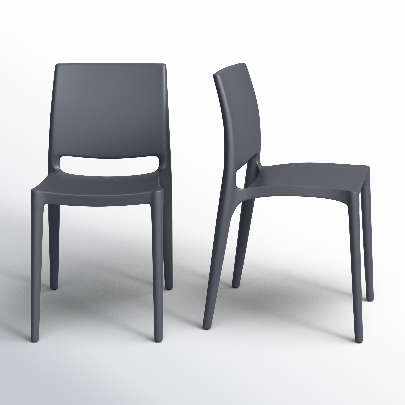 Burt Stacking Patio Dining Side Chair, Dark Gray