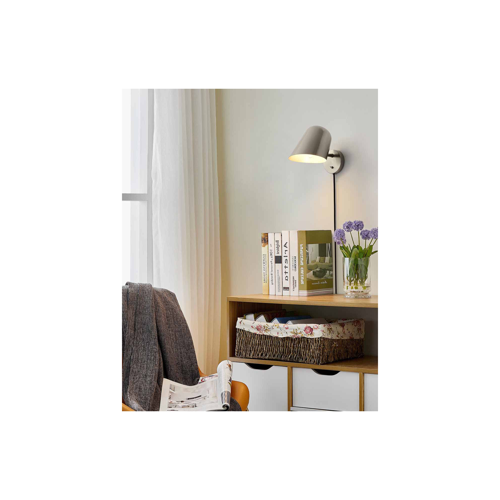 Culver Wall Sconce - plug-in, Satin Nickel