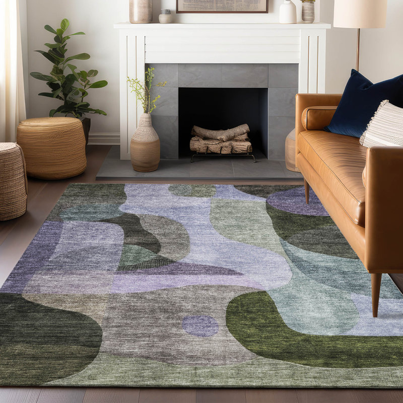 Evan Olive Washable Indoor-Outdoor Rug - , 10' x 14'