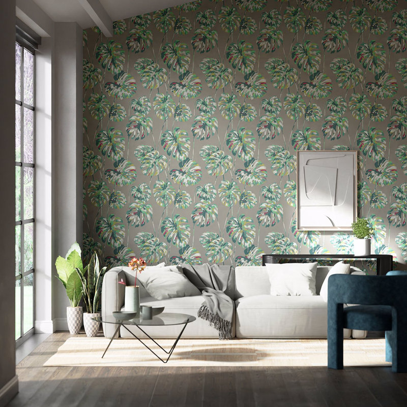 Kelapa 10.05m x 68.6cm Wallpaper Roll, Lagoon/Cerise