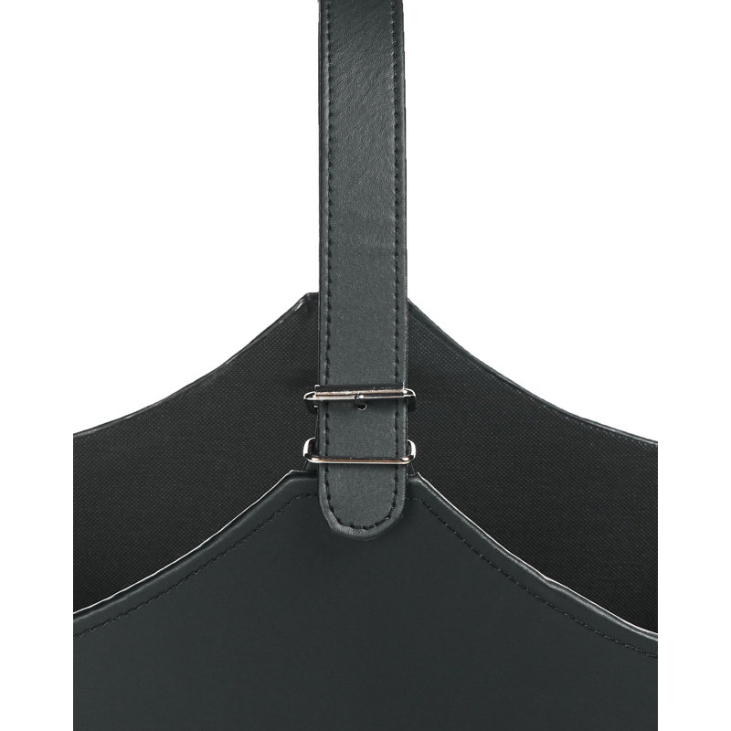 Lark Manor ELAM Faux Leather Decorative Basket, Graphite Grey