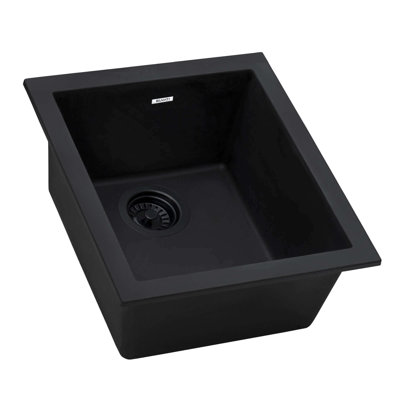 Ruvati 15 x 17 inch Granite Composite Quartz Undermount Single Bowl Wet Bar Prep Sink - Midnight Black -