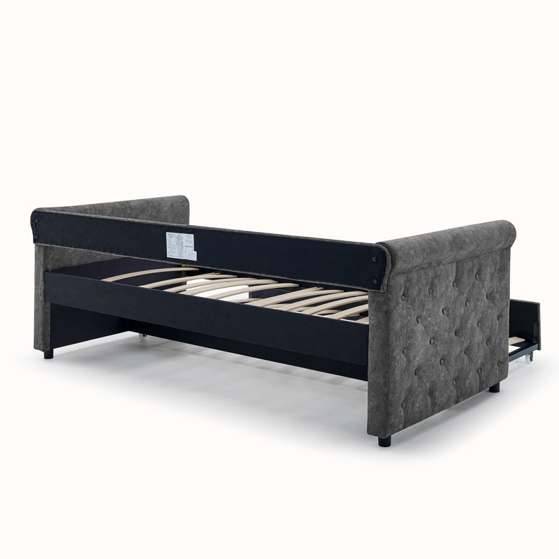 Canapé recouvert, Velours gris