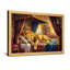 Animaux animaux reposant sur un lit royal avec rideaux-470188086-470188072-470188075