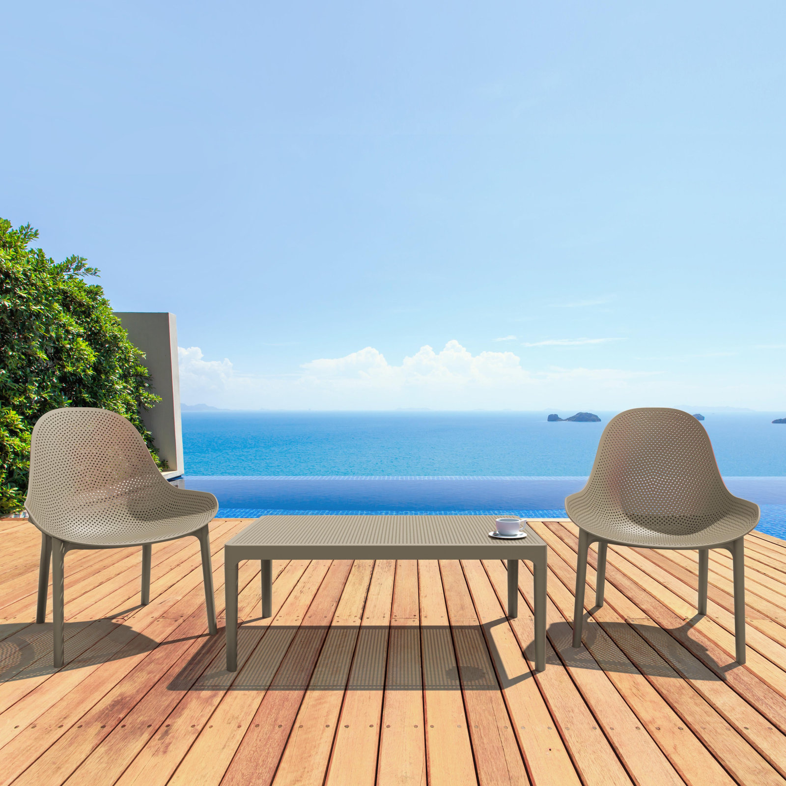 Farrah Outdoor Armless Lounge Chair, Taupe