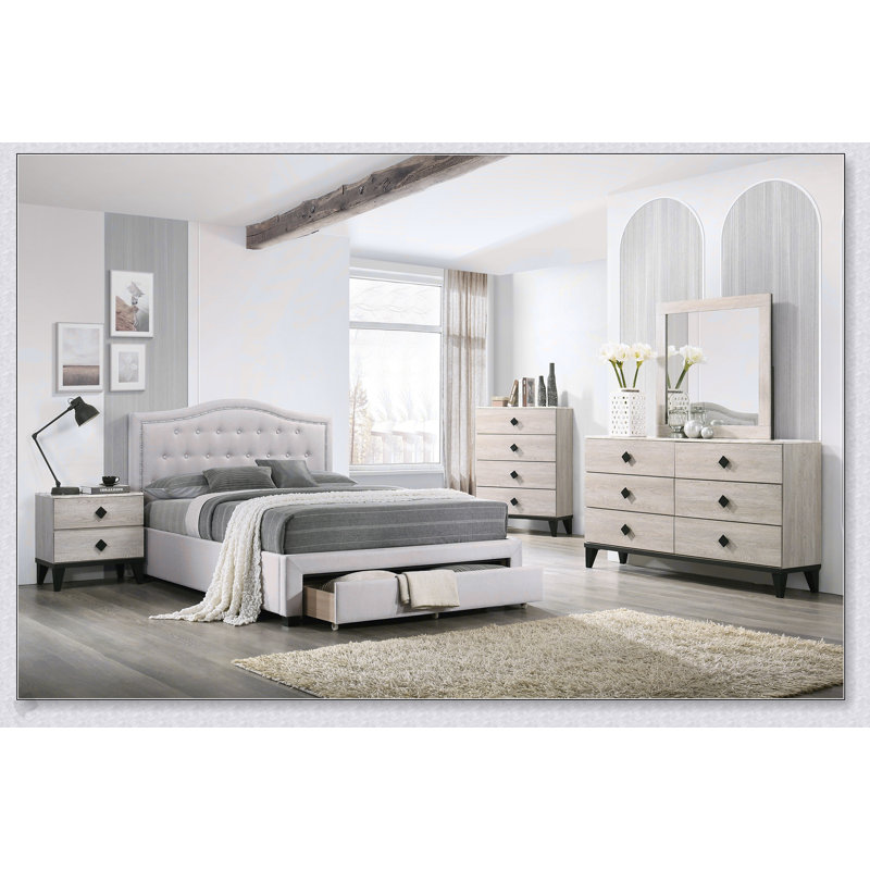 Commode crème moderne à 4 tiroirs avec plateau en faux marbre pour un rangement élégant dans la chambre à coucher, Noir/crème
