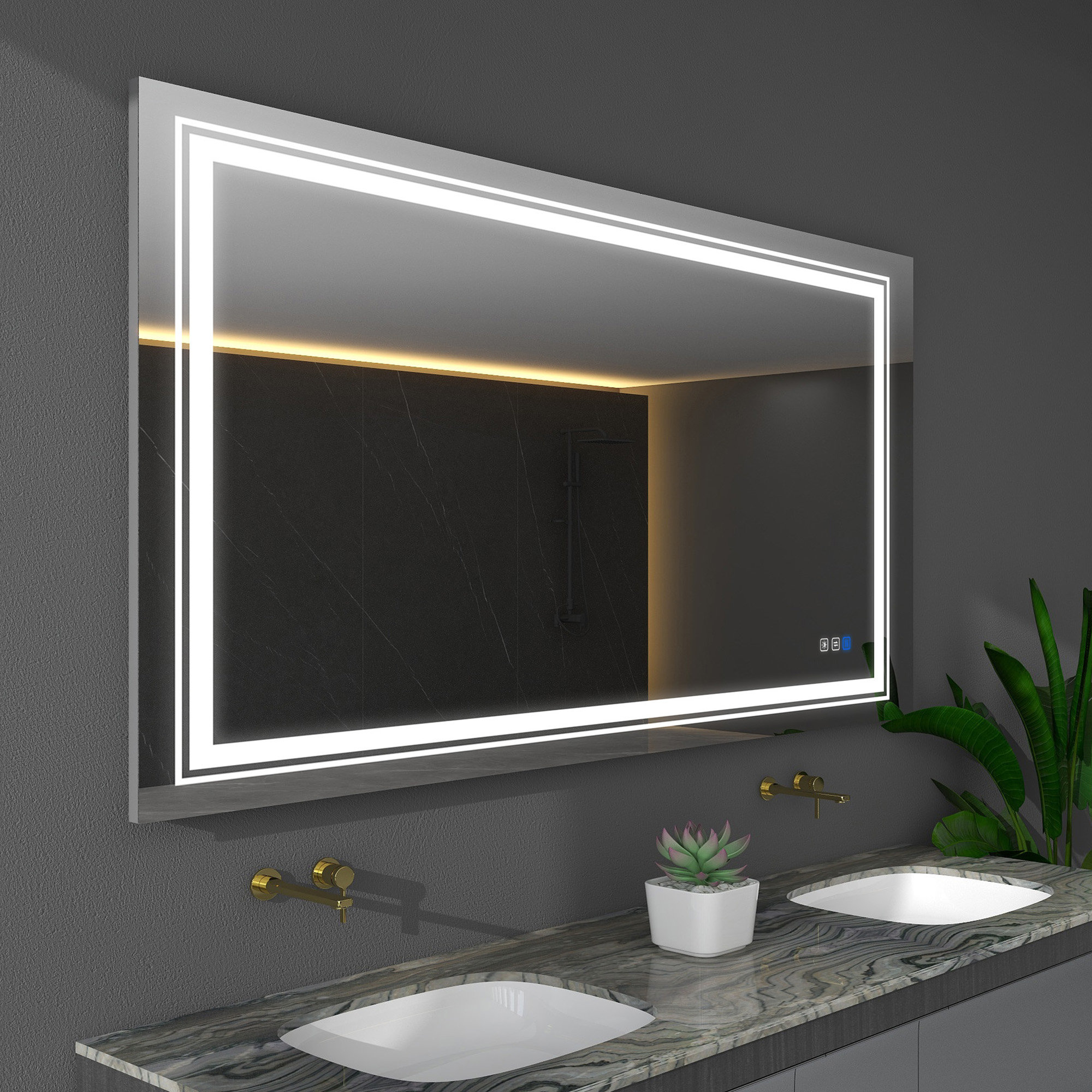 FRALIMK LED Makeup Bathroom Mirror with 3 Light Color, Anti-Fog