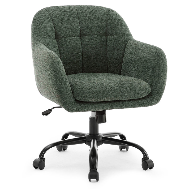 Swivel  Office Chair With Adjustable Height And Backrest, Chenille Green