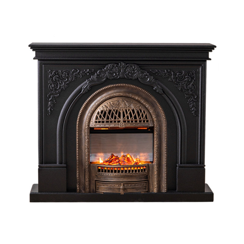 French retro fake flame birdcage heating fireplace, Brown