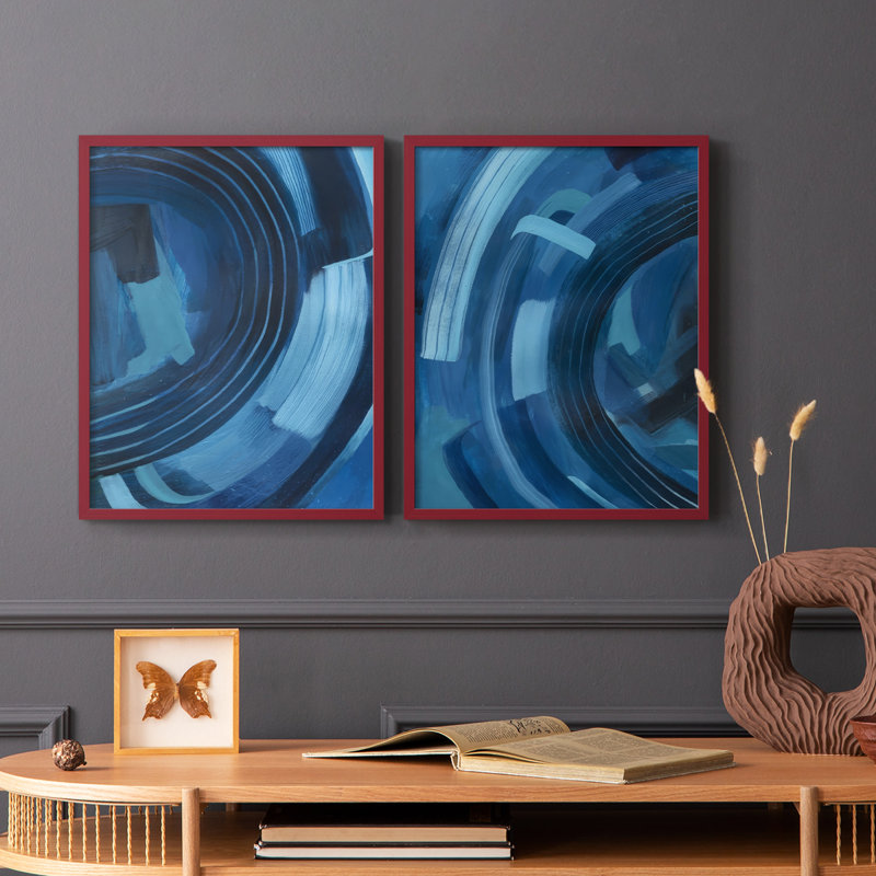 «Blue Sighs I», reproduction encadrée de qualité supérieure - prête à être accrochée - aucun clou requis - aucun clou requis