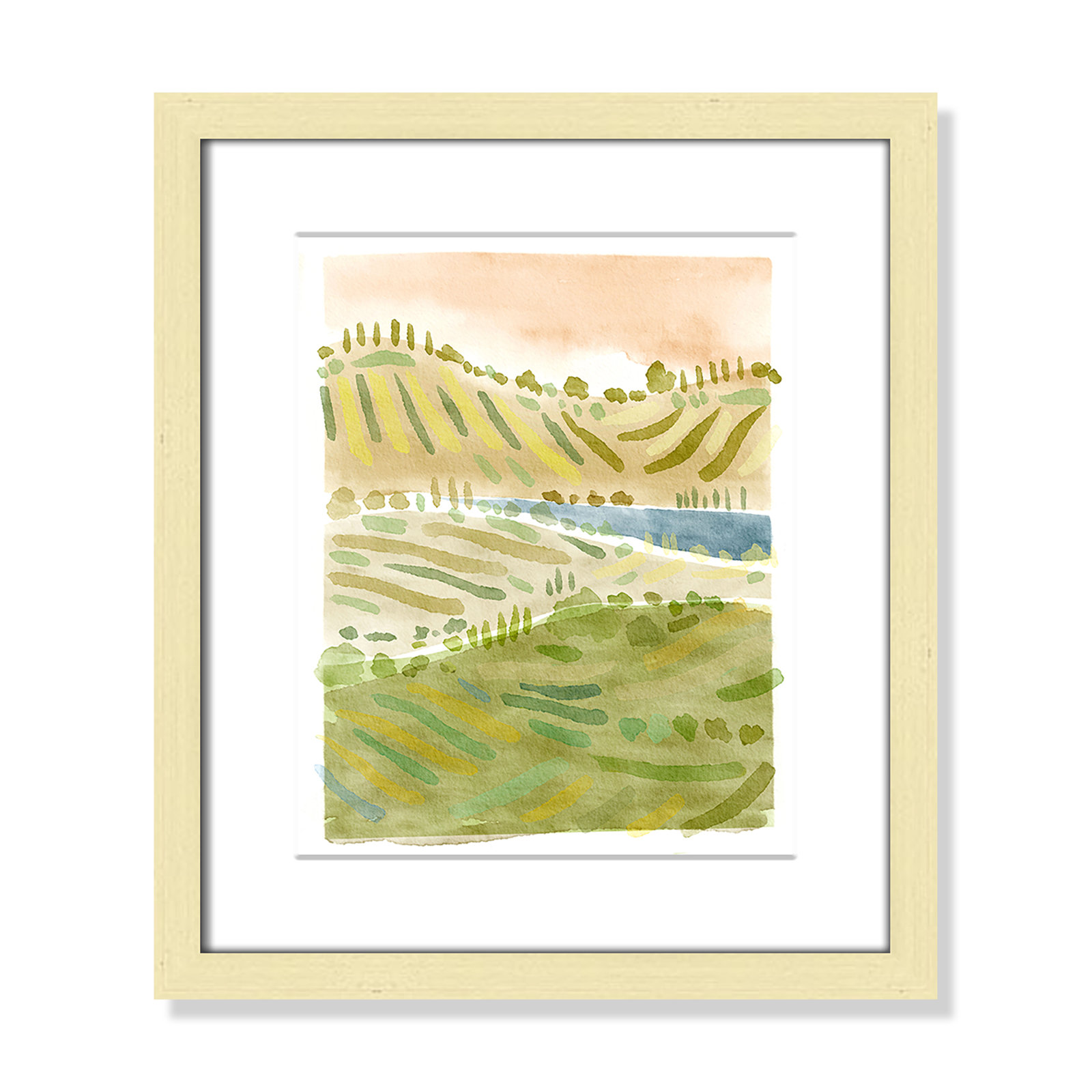 Tuscan Countryside Print by Leah Straatsma, White, 15" H x 13" W x 1.25" D, Gold Single Picture Framed Paper
