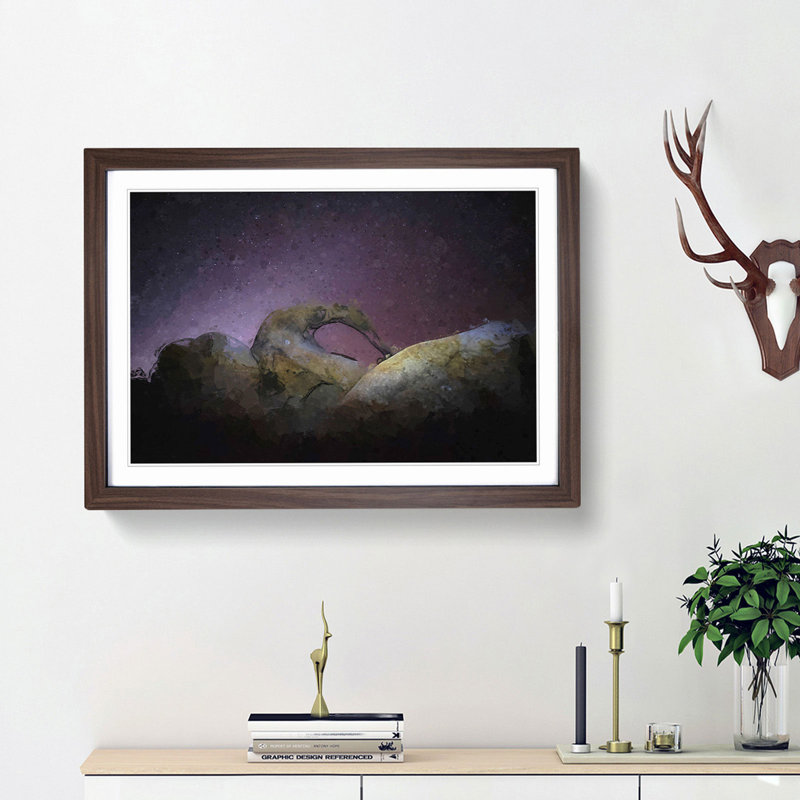 Stars over the Rock - Picture Frame Graphic Art Print, Walnut Framed, 48cm H x 65cm W x 2cm D