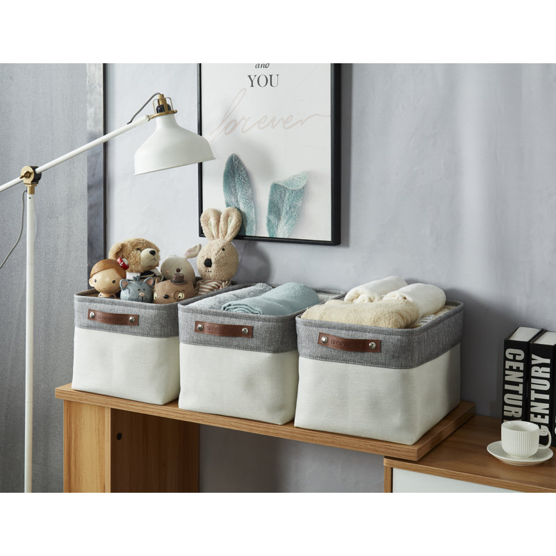 Bac de rangement en tissu XL, Noir / blanc, 3