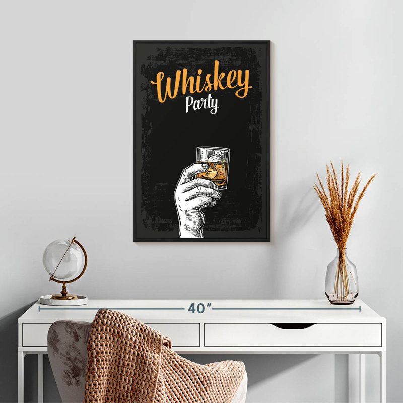 Whisky Party, Cadre flottant noir, 17 po x 25 po