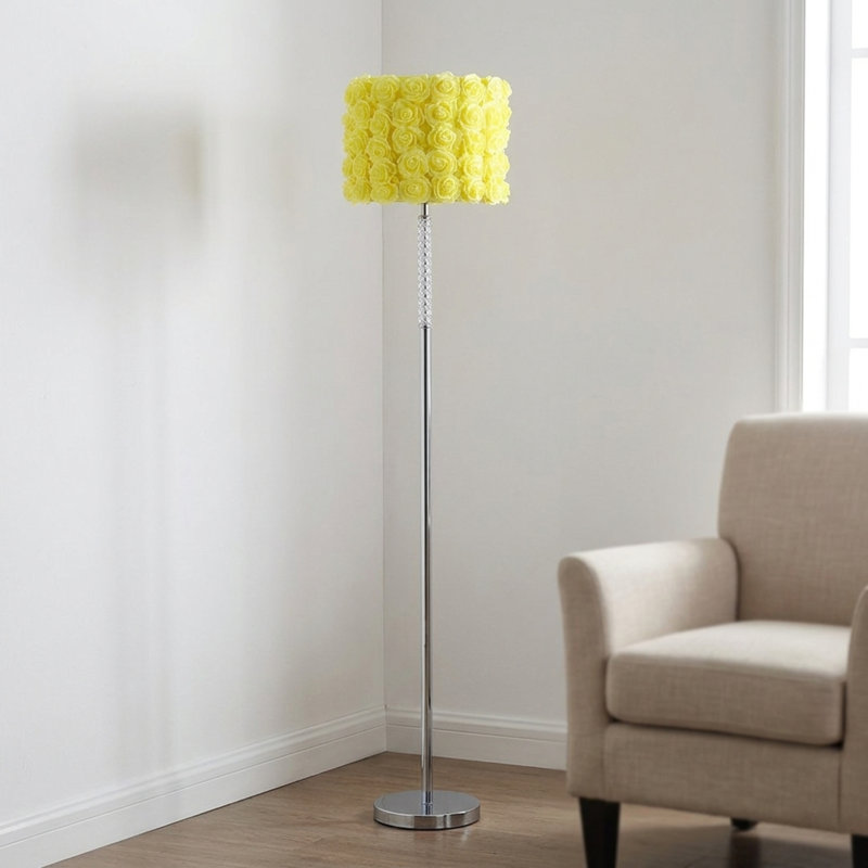 Lampe sur pied en acrylique / métal 63 "In Yellow Roses In Bloom