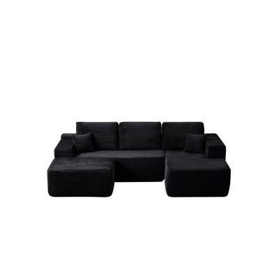 104" Cloud Sectional Sofa With U-Shape Chaise And Side Pockets , Modern Modular Design, Deep Seating, Upholstered Couch For Living Room/Bedroom