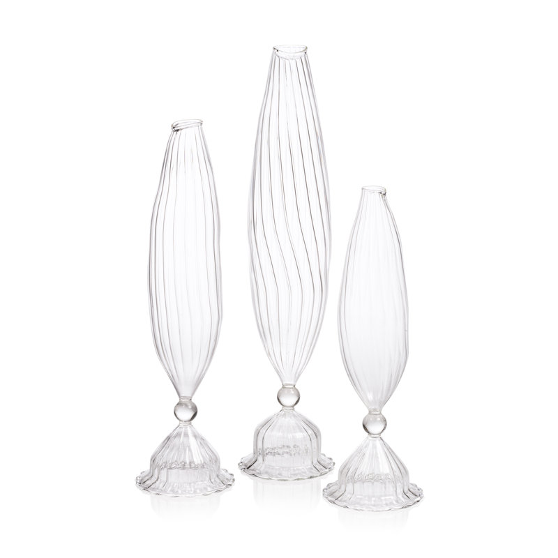 Ensemble de 2 vases en verre Flo, H 14 po x l 3,25 po x P 3,25 po