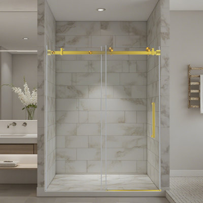 56-60 in. W x 76 in. H Single Sliding Frameless Shower Door with Clear Glass