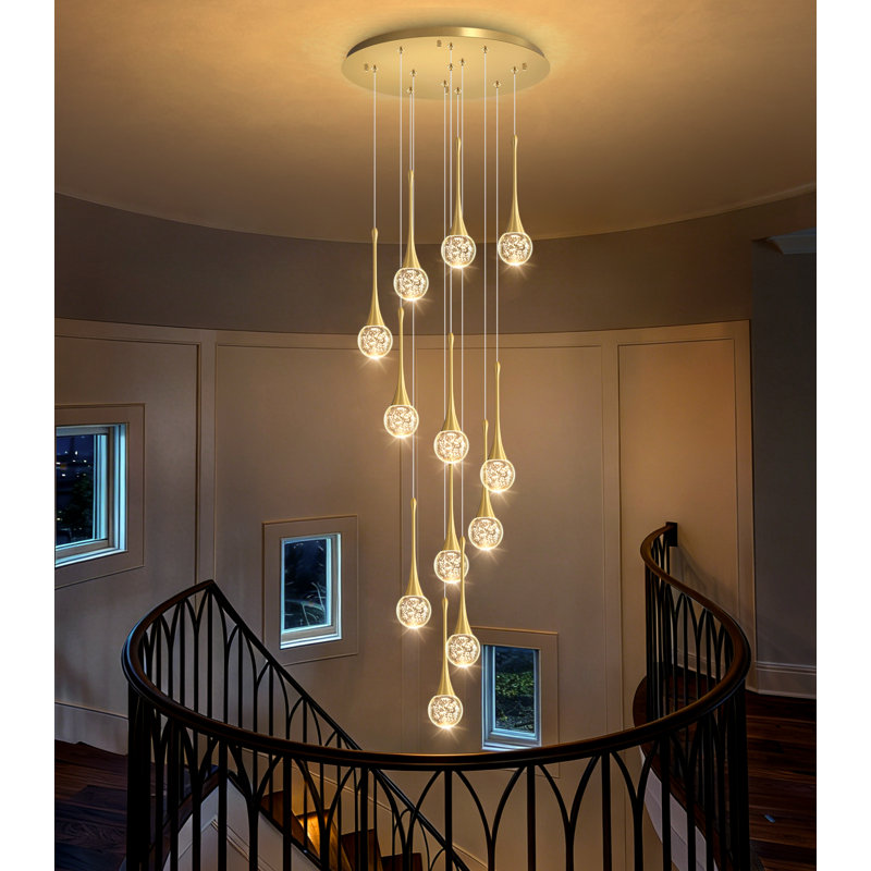  Luminaire suspendu 12 lumières DEL Glam, Doré