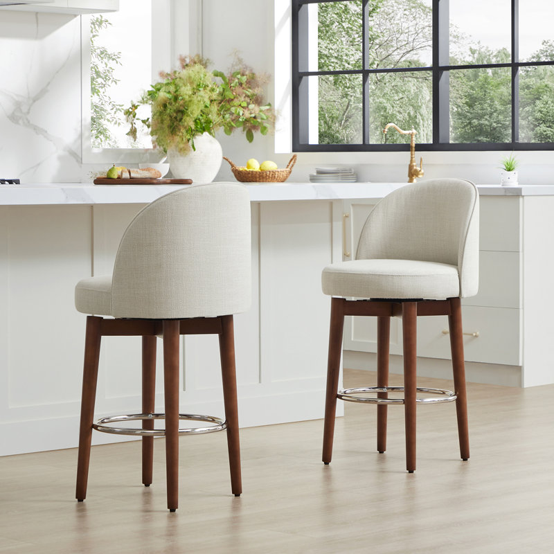 Brandlyn 26'' Swivel Counter Stool, Linen