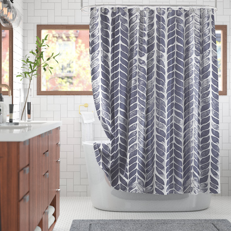 Alisun Geometric Single Shower Curtain, Navy