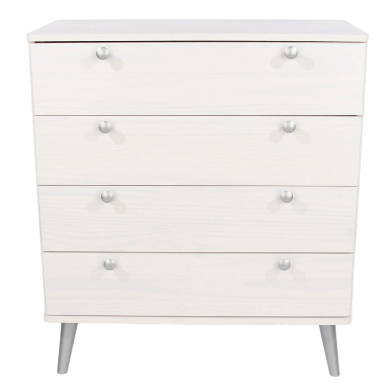 4 Drawer Chest, White Wax Finish