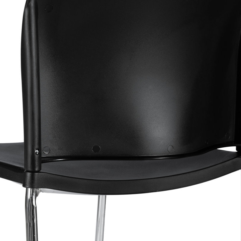 Tabourets de bar, dossiers profilés et bases de traîneau en plastique commercial, Siège noir / structure argent