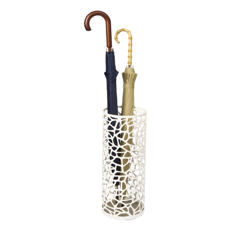 Porte-parapluies autoportant Asla, H 18,3 po x l 7,5 po x P 7,5 po, Blanc, Rond