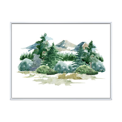 " Nature Forest Scene With Bush Glade And Grass " Painting Print