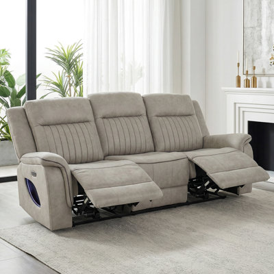 Canapé électrique surdimensionné en microfibre de 86 po de large avec port USB, bande DEL latérale