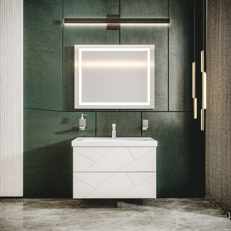 Ensemble de meuble-lavabo mural avec lavabo Jakkia-W_Modern, Blanc mat