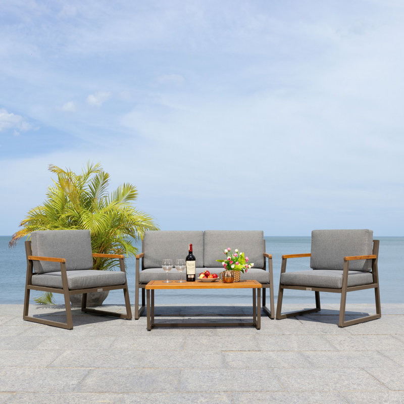 Acacia 4 - Person Patio Conversation Set with Cushions, Gray
