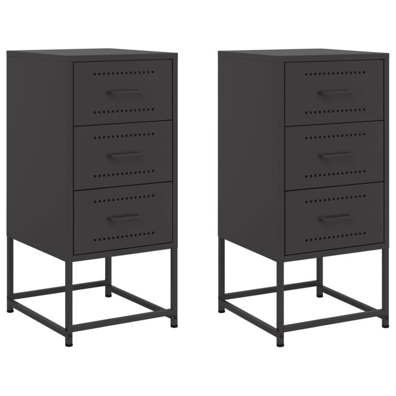 Raddatz 36cm W Steel Bedside Table, Black, Set of 2