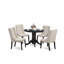 L'ensemble de table de cuisine 5 pièces pour 4 personnes comprend une table de salle à manger ronde avec piédestal et 4 chaises rembourrées en tissu crème, noir-139396556-139396563-139396562