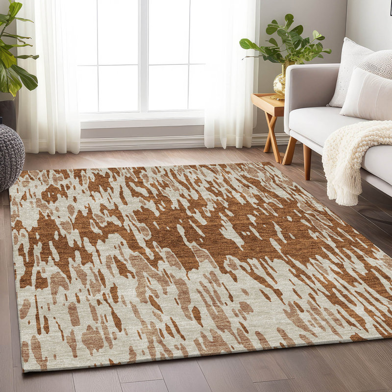 Premium Machine Washable Prisco Paprika Rug, Rectangle 10' x 14'